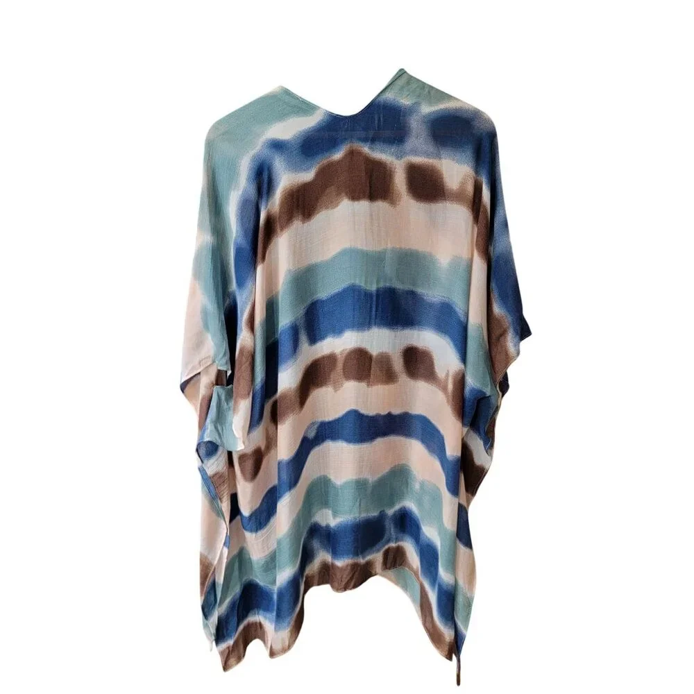 Striped Open Front Kimono Cardigan By Quagga Green Label In Lenzing Modal - Picture 3 of 6